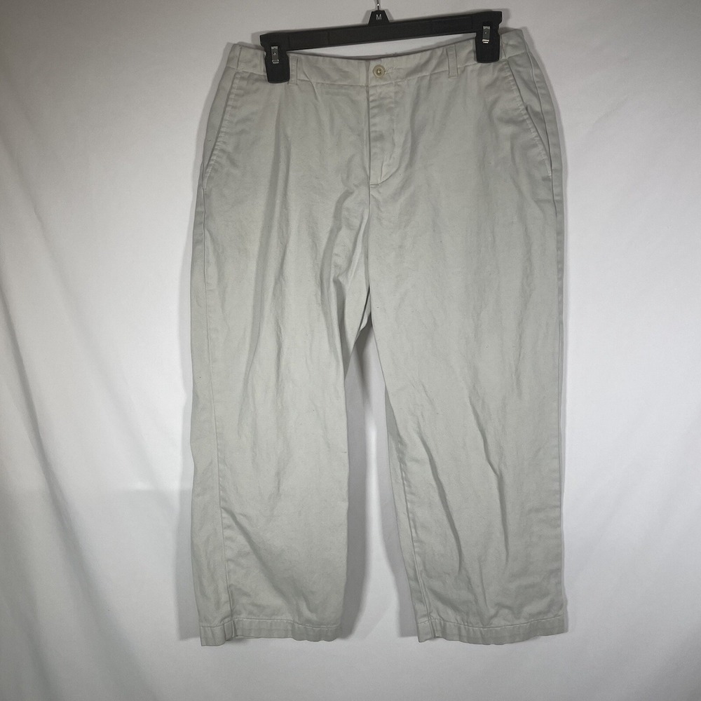 L.L. Bean Comfort Trail Khaki Cropped Capri Pants 10 Petite Beige